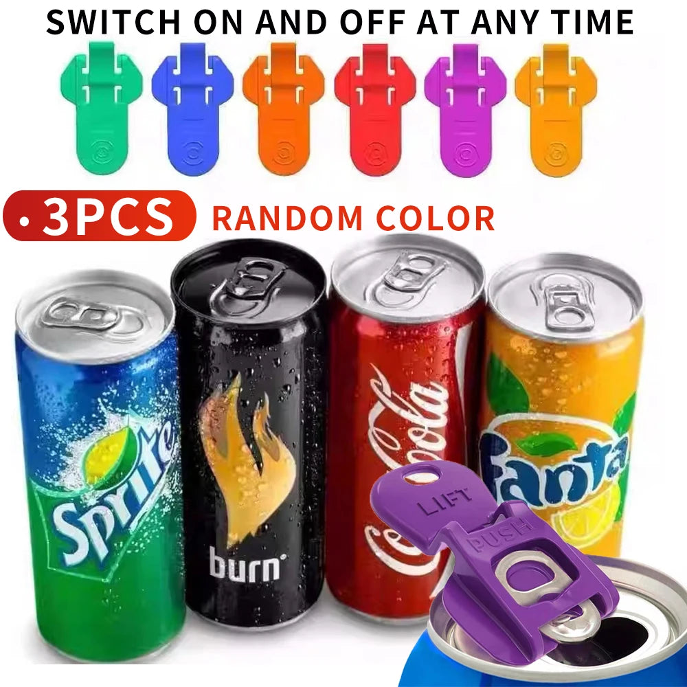 Multi Colored Beverage Can Opener and Protective Lid