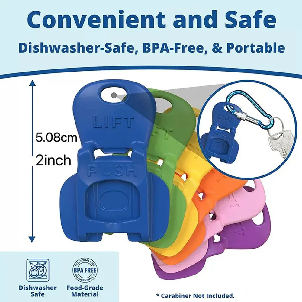 Multi Colored Beverage Can Opener and Protective Lid