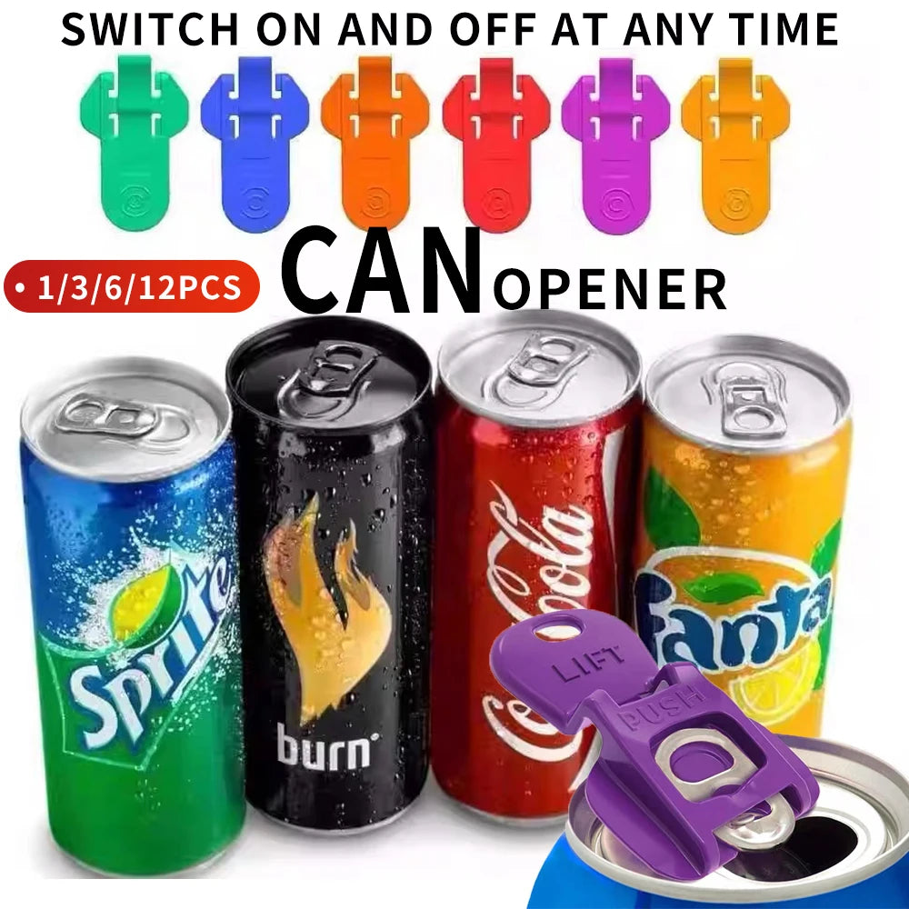 Multi Colored Beverage Can Opener and Protective Lid